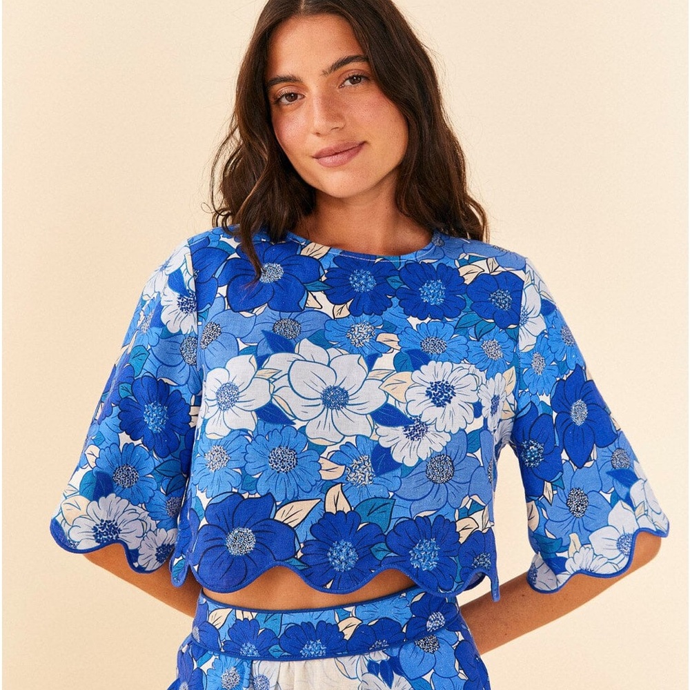 NWT FARM Rio Floral Print Cropped Top
Sold Out Online 
Size XL